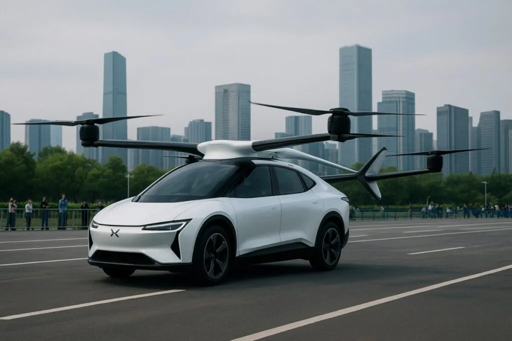 Auto volador de Xpeng accidentado en Shenzhen durante agosto 2025 en pruebas de movilidad aérea urbana sin heridos