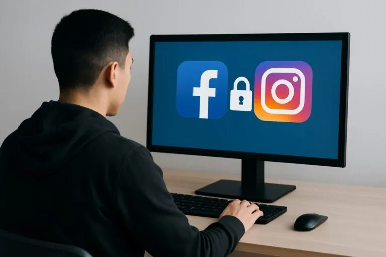 Ilustración de una cuenta hackeada de Facebook o Instagram con pasos de recuperación sugeridos por la Guardia Nacional en México