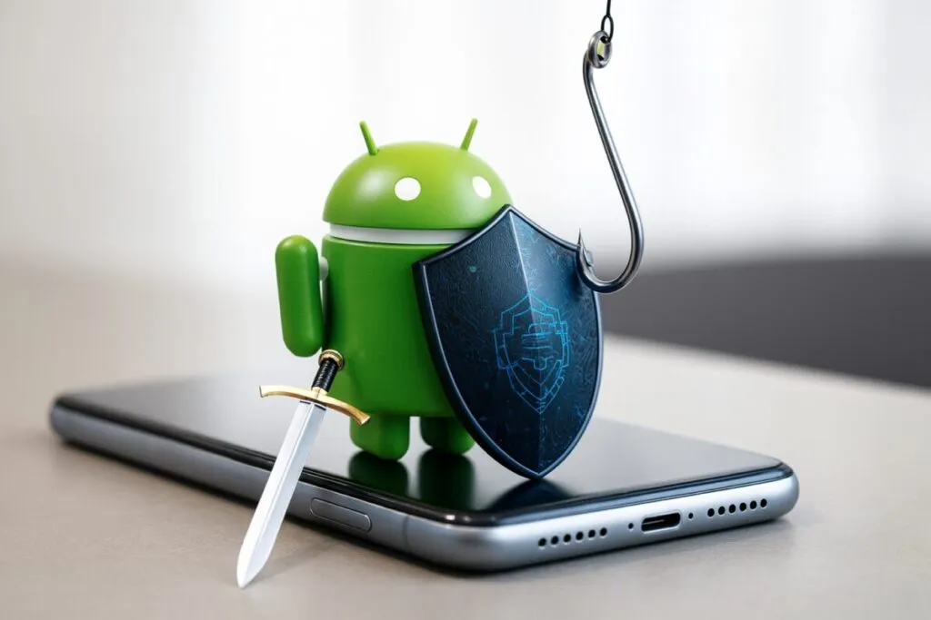 Imagen editorial de Android mostrando bloqueo de instalación por Protección Avanzada