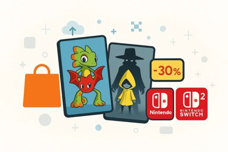 catálogo digital con destacados de la eShop Nintendo Switch y Switch 2