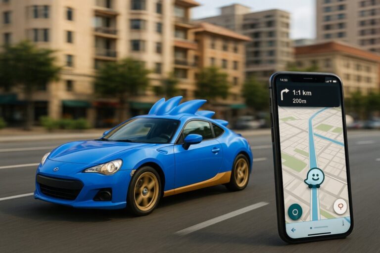 Waze en México permite activar la voz de Sonic como guía de navegación, con íconos y auto temático