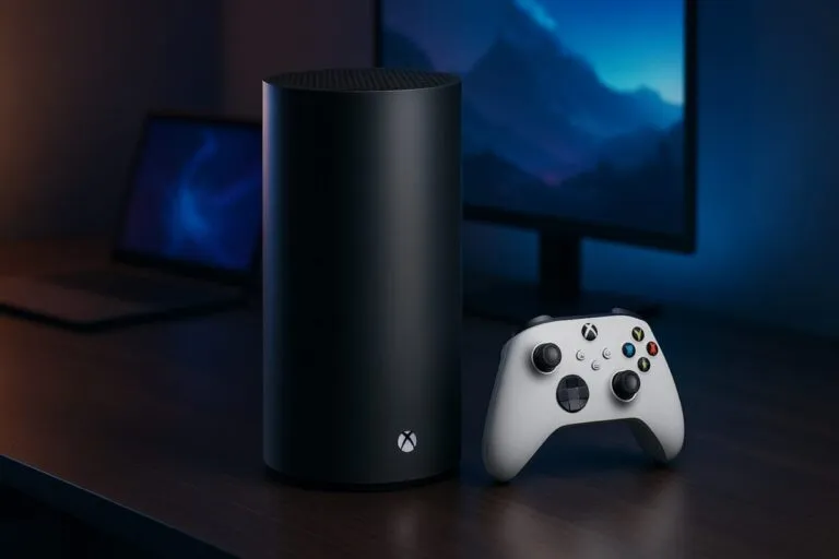 Consola Xbox ultra premium sin lector de discos, con diseño cilíndrico y almacenamiento mejorado