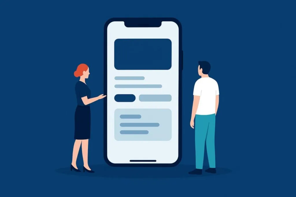 Pantalla de celular mostrando la nueva interfaz de la app BBVA con tipografía renovada