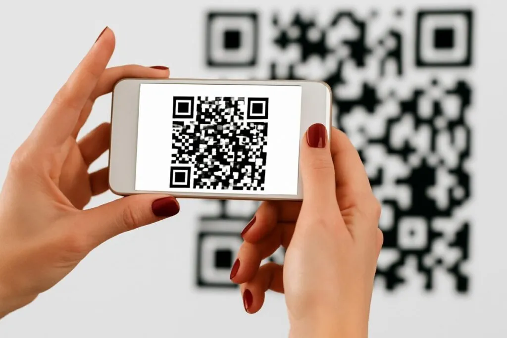 Sticker con código QR instalado por la Policía de Ecuador para reportar emergencias en Riobamba