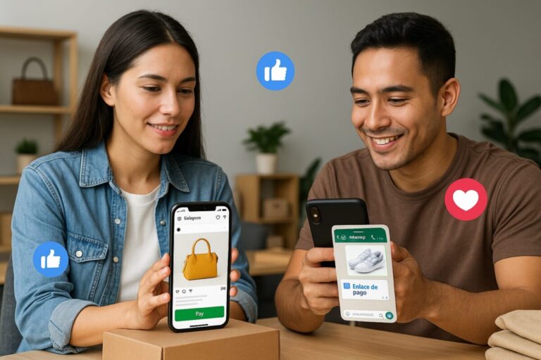 Emprendedores usando redes sociales y métodos de cobro digitales para vender productos en Perú