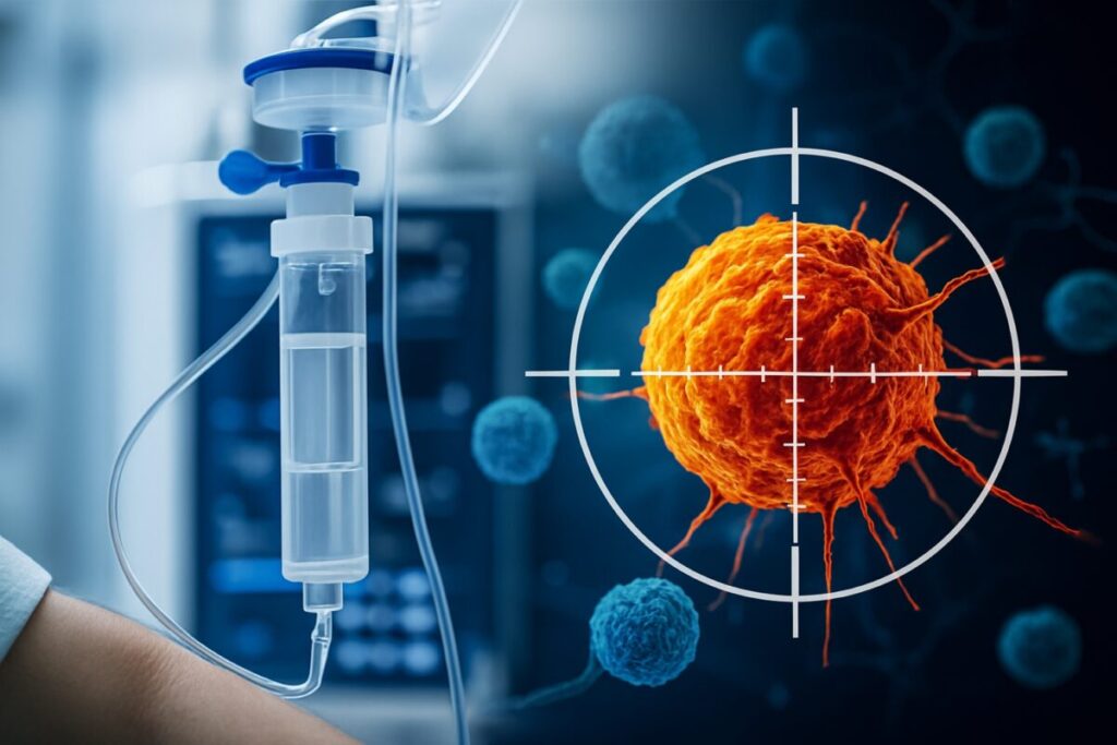 Terapia con radiofármacos enfocada en células tumorales, medicina nuclear avanzada y tecnología médica