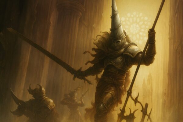 Arte editorial de Blasphemous, videojuego desafiante español en oferta por menos de 5 euros en Steam