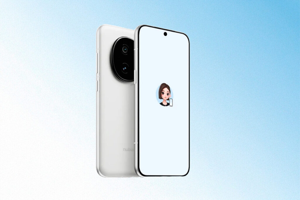 smartphone Nubia M153 con diseño moderno ilustrando un móvil con agente de IA integrado para tareas por voz