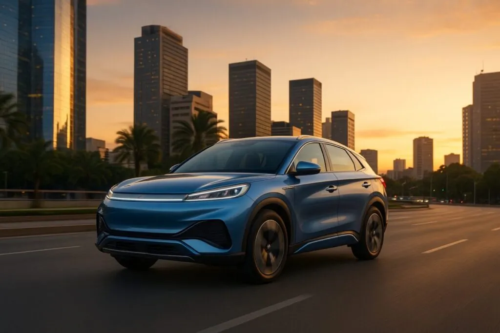 SUV eléctrico BYD Atto 8 con diseño coupé presentado en México