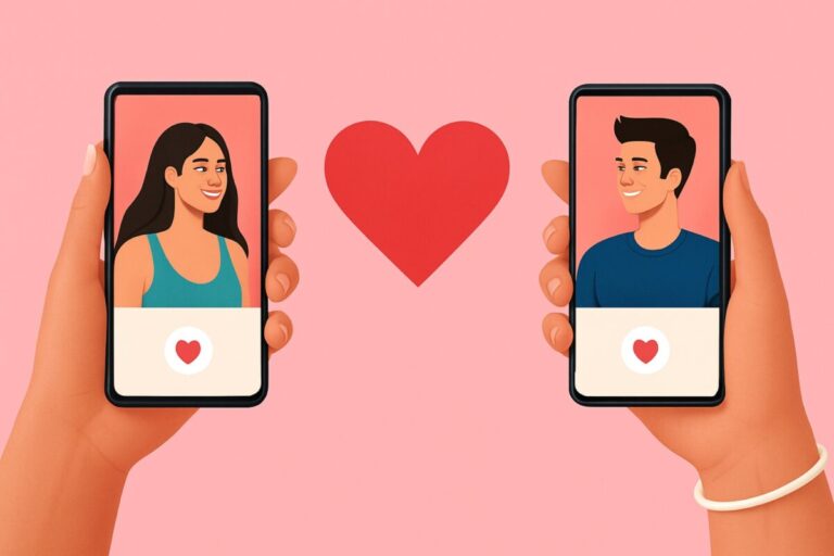 Pareja conectada con smartphones usando apps para fortalecer su relación con tecnología