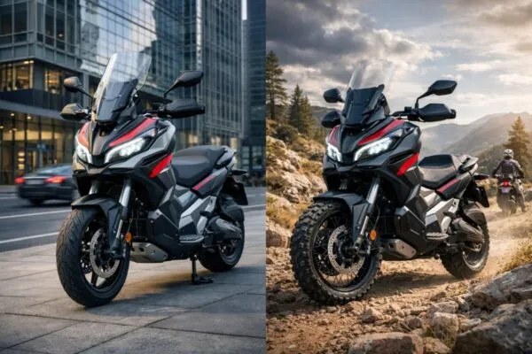 Honda X-ADV 2026 con rediseño frontal y mejoras tecnológicas en ambiente urbano y todoterreno