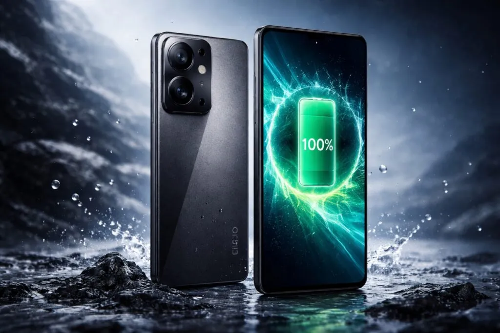 Imagen editorial del OPPO A6 Pro 5G mostrando diseño resistente y batería de 6.500 mAh con carga rápida