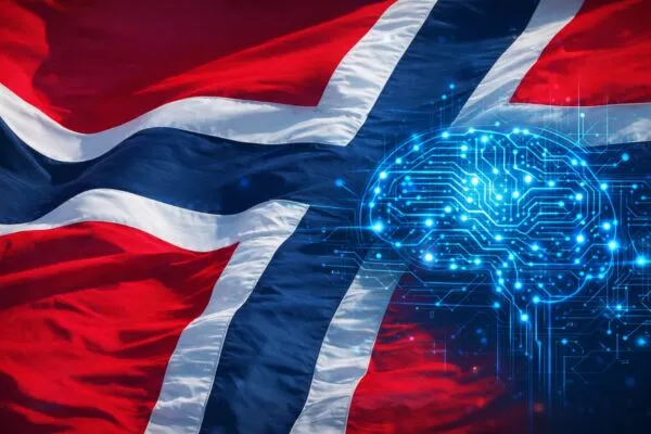Representación de inteligencia artificial supervisando inversiones éticas y derechos humanos en Noruega