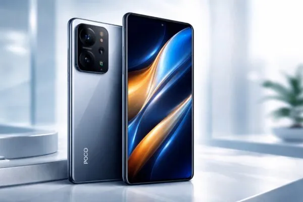 Smartphone POCO X8 Pro con pantalla OLED vibrante y batería duradera mostrando especificaciones clave
