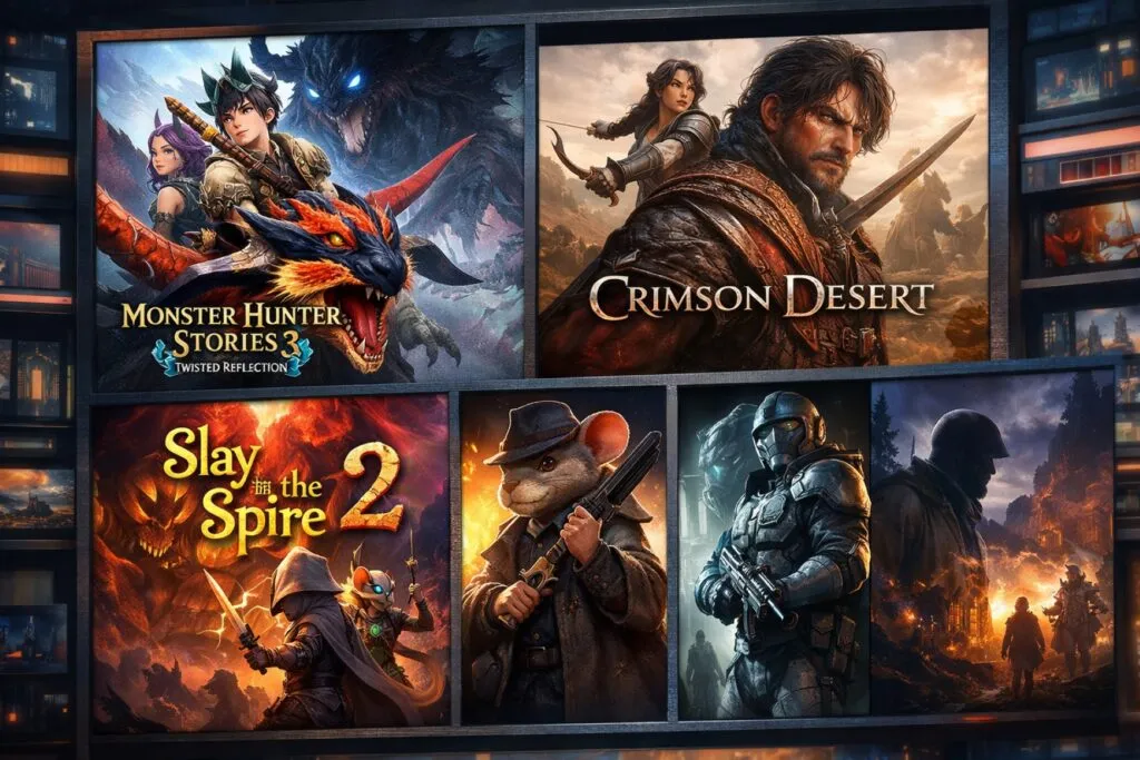 collage de portadas de videojuegos en Steam marzo 2026 con fecha de lanzamiento y títulos destacados