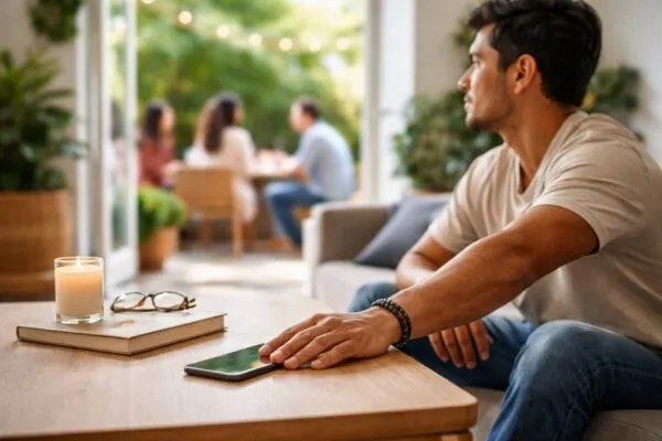 Persona dejando su smartphone para reducir el uso diario y apagar el celular en Viernes Santo en México