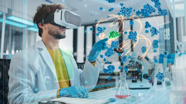 Especialistas utilizan inteligencia artificial en medicina dentro de un hospital moderno con tecnología avanzada
