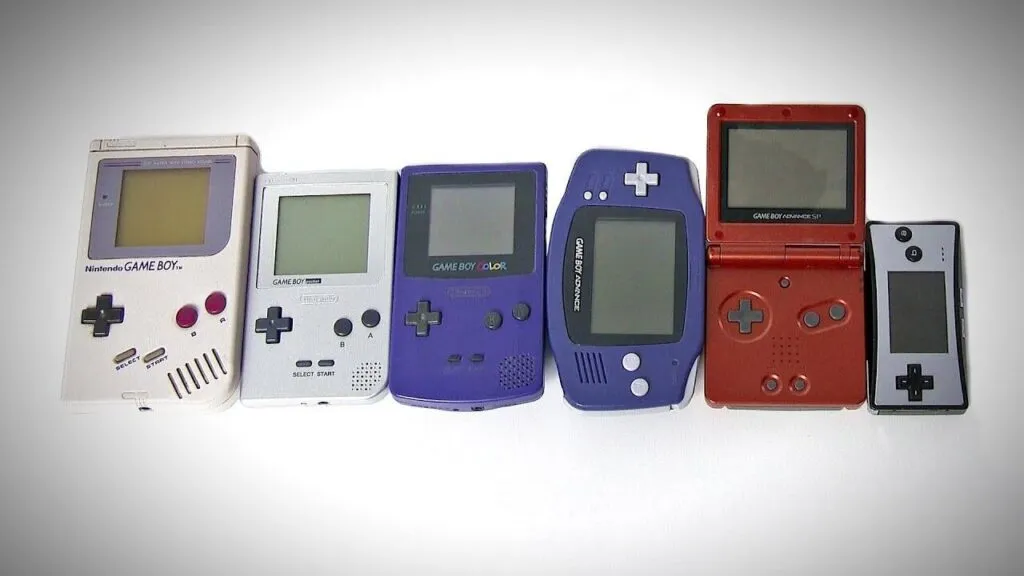 Consola Nintendo Game Boy original con un cartucho de Tetris y su pantalla monocromática.