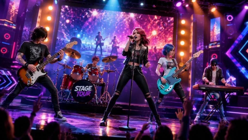 Stage Tour presenta bandas virtuales con guitarras, batería y nuevos modos de juego
