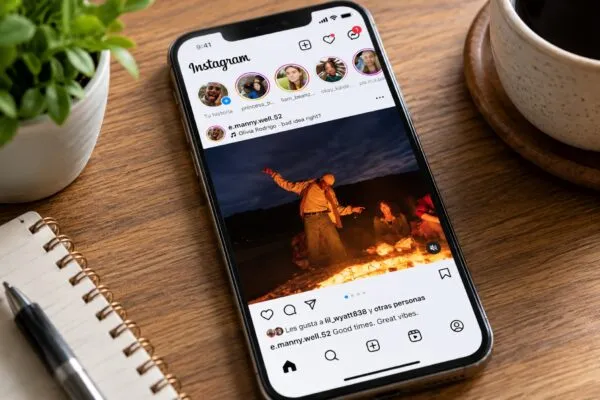 Teléfono inteligente con Instagram abierto para explicar las notificaciones por capturas de pantalla en mensajes temporales, historias y publicaciones.