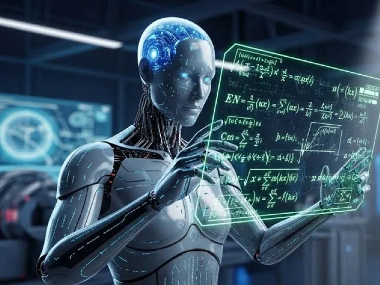 Computadora con ecuaciones matemáticas que representa el avance de la inteligencia artificial en la investigación científica.