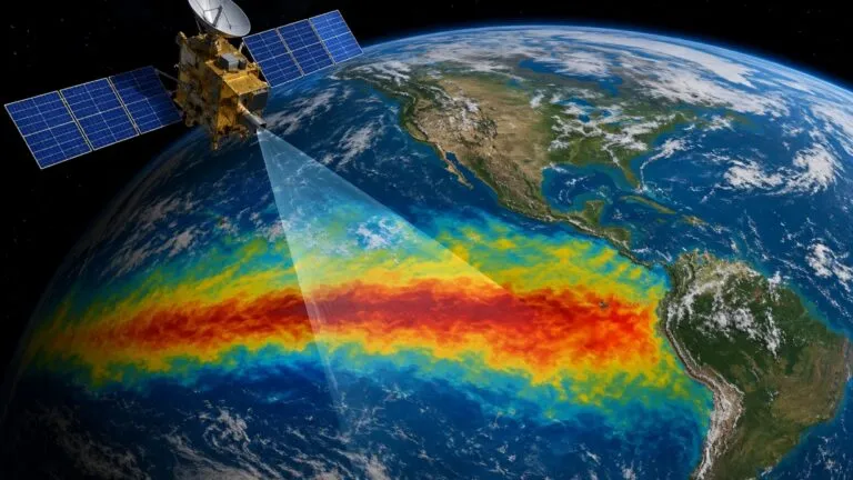 Mapa satelital analizado con inteligencia artificial para detectar calles e infraestructura afectadas por inundaciones en El Paso.