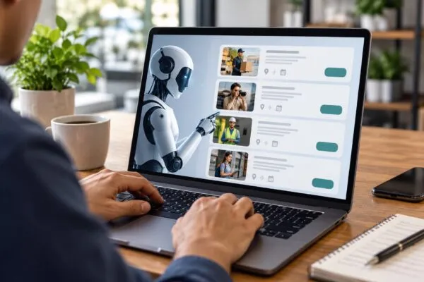 Inteligencia artificial utilizada para contratar personas mediante una plataforma digital que conecta agentes automatizados con trabajadores.